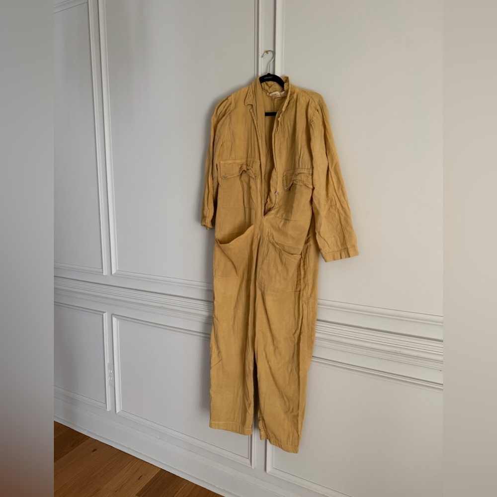 Jen’s Pirate Booty Star Tower Green Yellow Gauze Jumpsuit Size Small Free People - Picture 3 of 6